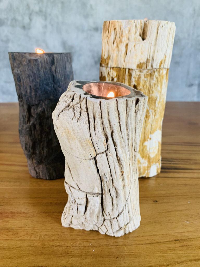 Petrified Wood Natural Candle Holder